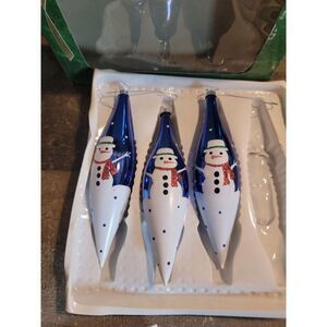 Christmas trimmeries Bradford Snowman blue long sickle ornament Xmas Decor set